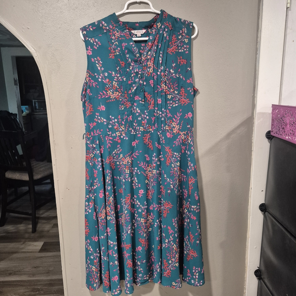 Floral Sleeveless Dress - Teal